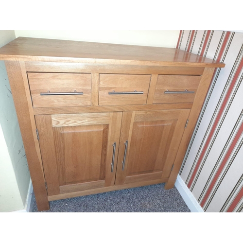 729 - Light Oak Cupboard With 3 Drawers