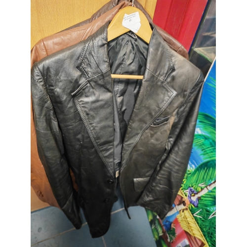 24 - 3 Leather Jackets 2 Brown 1 Black 1 Brown Has A Rip