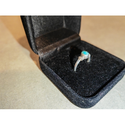 329 - Silver Ring With Green/Blue Stone