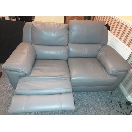 730 - Leather Sofa Set Single Electric Recliner With Double Manual Recliner