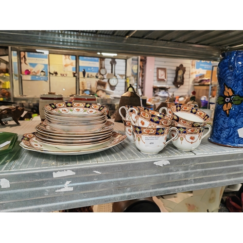 459 - Blue And Brown Floral Patterned Teaset Incomplete