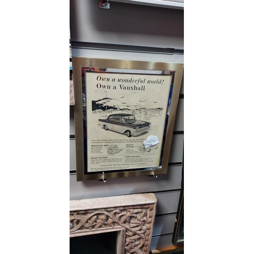 110 - Framed Vauxhall Car Advertisement