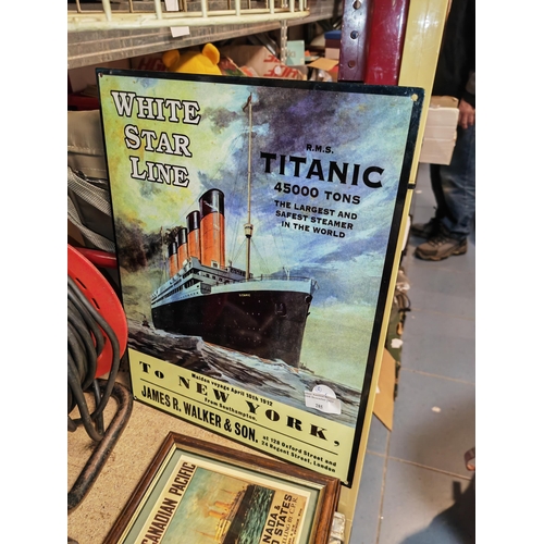 285 - Heavy Titanic White Star Line Tin Sign