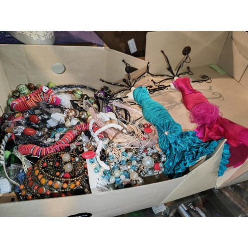 321 - Box Of Costume Jewellery And Jewellery Hangers