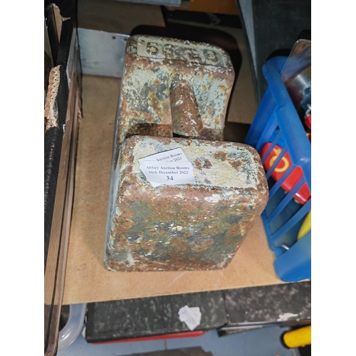 34 - Heavy 56 Pound Market Stall Weight