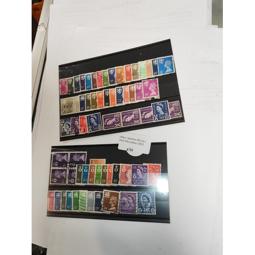 430 - 2 Cards Of Qe2 Stamps Including Revenue Postage