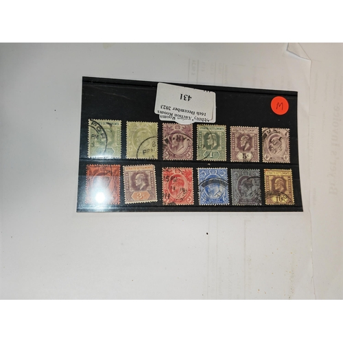 431 - Card Of Edward V11 Strait Settlement Stamps