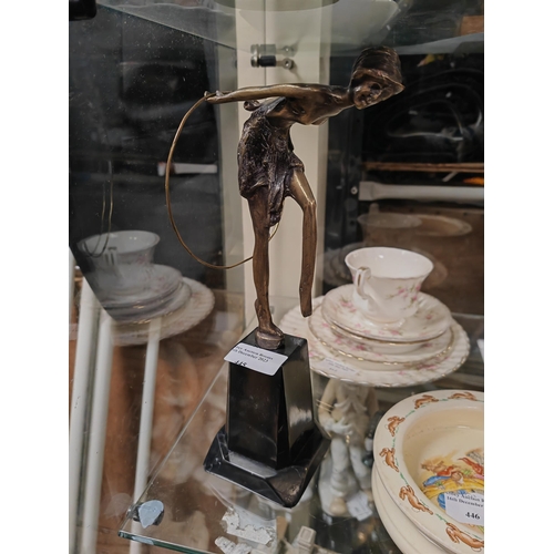 445 - Art Deco Bronze Figurine On Marble Plynth