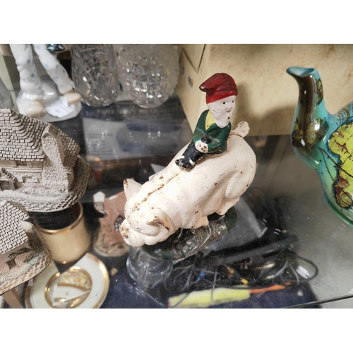 449 - Cast Iron Elf Riding Pig Money Box