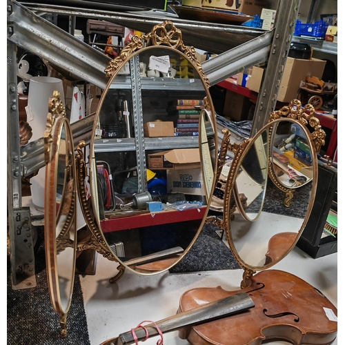 452 - Guilt Framed Dressing Table Mirror Needs A Clip On The Right Side Of The Mirror