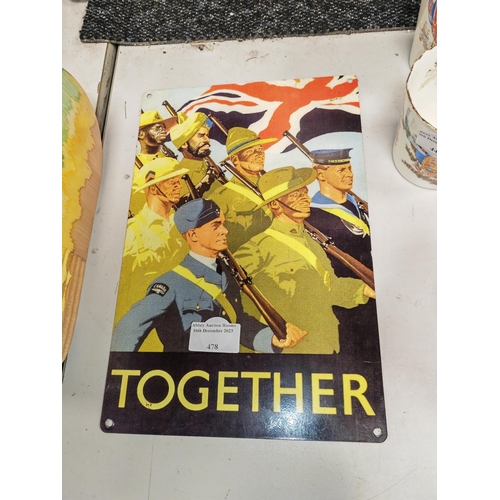 479 - Allies Together World War Tin Sign