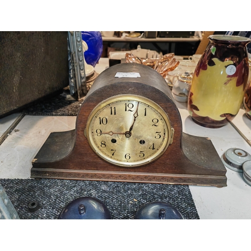 480 - Westminster Chime Napoleon Shaped Mantle Clock No Glass To Front No Pendulum And No Key