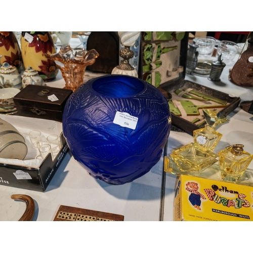 536 - Large Blue Shaped Bowl Depicting Sporting Scenes Believed Produced Commemorative 1936 Olympic Games