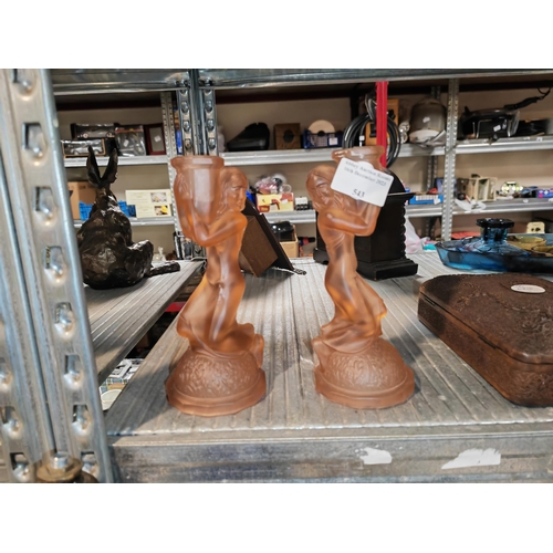 543 - Pair 1930'S Walther Lady Candle Sticks