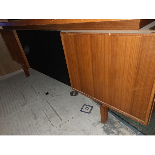 60 - Large Teak Retro Desk With Floating Top With Teak Chair