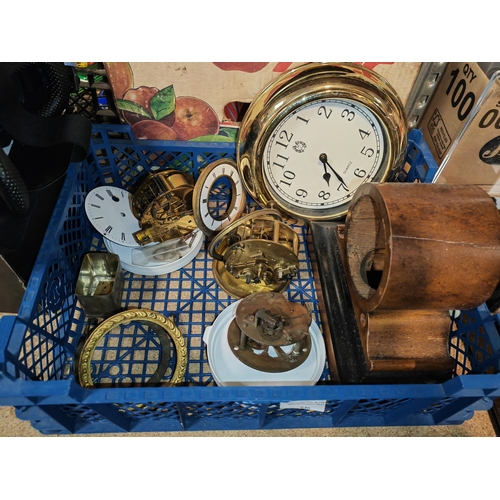 646 - Small Crate Of Clock Movements And Cases