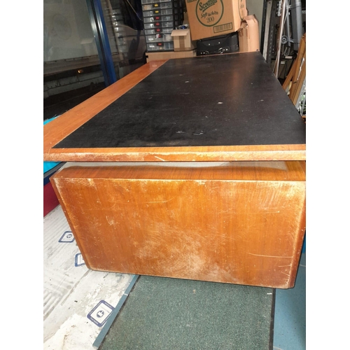 60 - Large Teak Retro Desk With Floating Top With Teak Chair