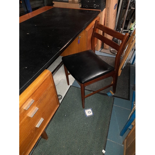 60 - Large Teak Retro Desk With Floating Top With Teak Chair