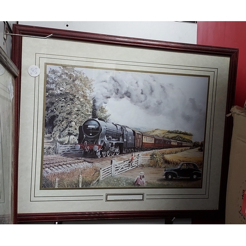 127 - 2 Framed Train Prints