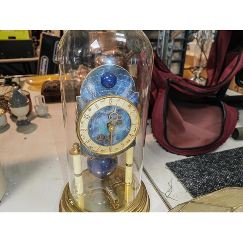 497 - Anniversary Clock Depicting Solar System With Non Original Dome, Needs Service