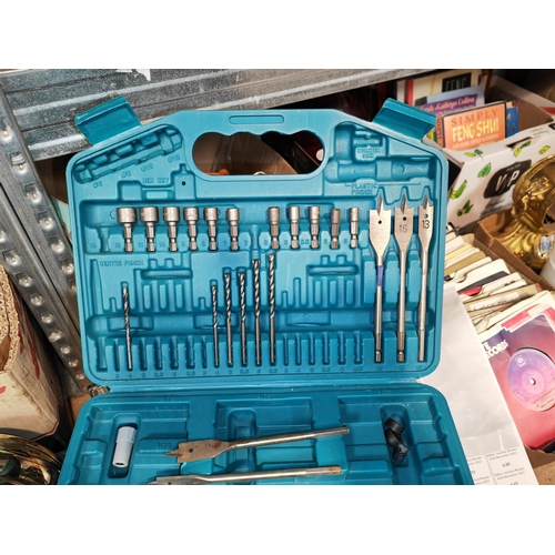 637 - 2 Makita Tool cases With Rotary Wire Wheel And Cup Brush Set Plus Drill Bits