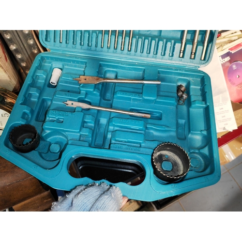 637 - 2 Makita Tool cases With Rotary Wire Wheel And Cup Brush Set Plus Drill Bits