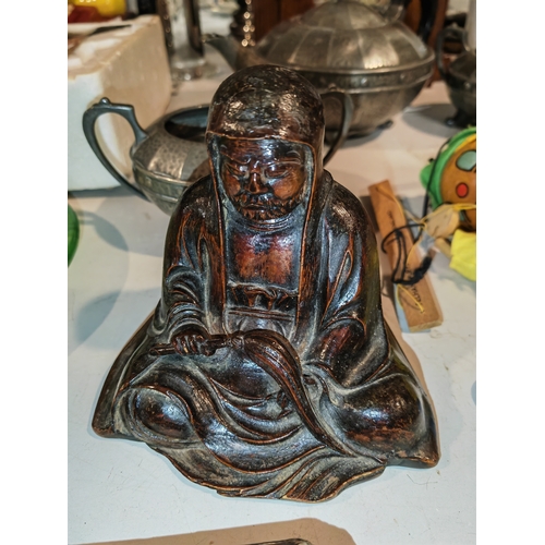 547 - Antique Carved Chinese Deity Figure