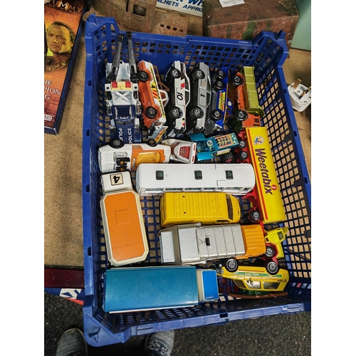 28 - Crate Of Diecast Cars Including Corgi, Matchbox, Dinky Etc