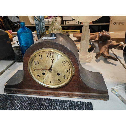 361 - Westminster Chime Napoleon Shaped Mantle Clock No Glass To Front No Pendulum And No Key