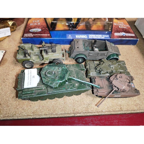 38 - Selection Of Army Diecast Tanks Including Dinky & Britain'S