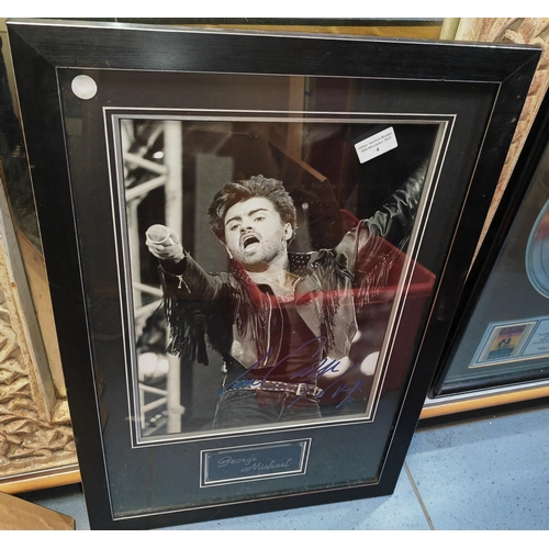 4 - Framed Photo Of George Michael With Genuine Signature And Certificate Approx. Size 17 1/4