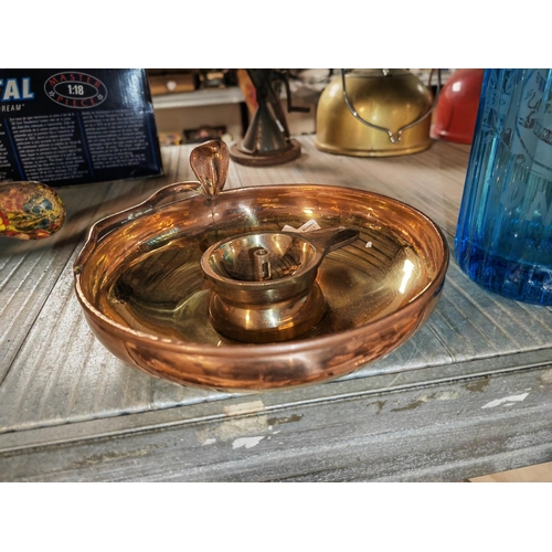 406 - Brass Copper Candle Holder Viper Handle