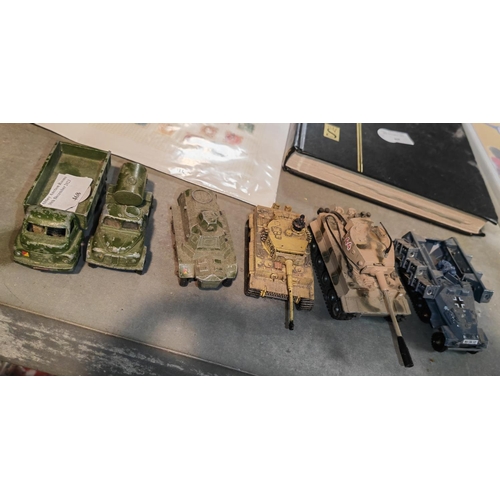 468 - 6 Army Trucks And Tanks Plus 2 Match Box Lorries