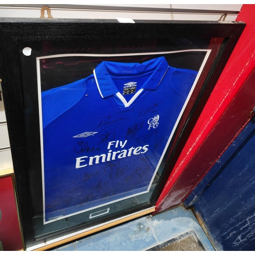 68 - Framed Chelsea Football Shirt With Genuine Signatures From All The Team And Certificate Approx. Size... 