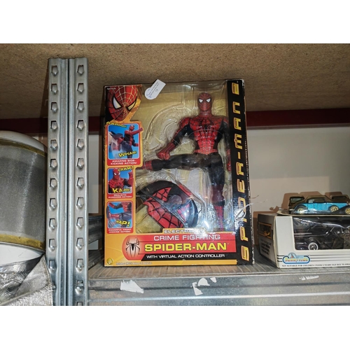 73 - Electronic Crime Fighting Spider Man Action Figure, With Virtual Action Controller, Marvel, 2004, Sp... 