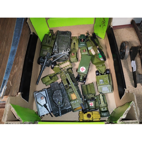 88 - Box Of Diecast Military Vehicles Including Tanks, Guns Etc