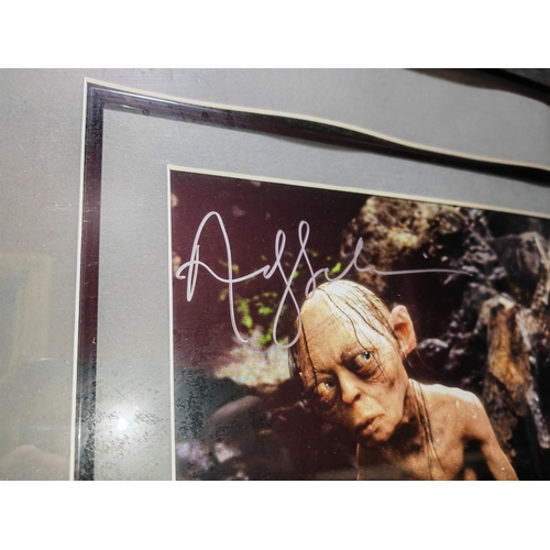 62 - Framed Photo Of Gollum From Lord Of Rings With Genuine Signature By Andy Serkis With Certificate App... 