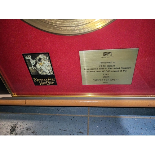 65 - Framed Kate Bush Gold Record With Genuine Signature To Back