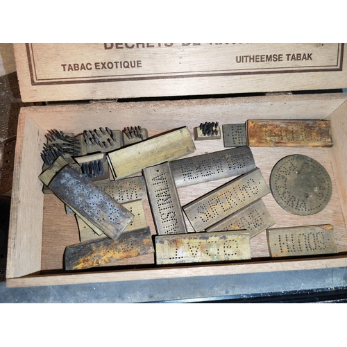 210 - Cigar Box Of Brass Letter Stamps