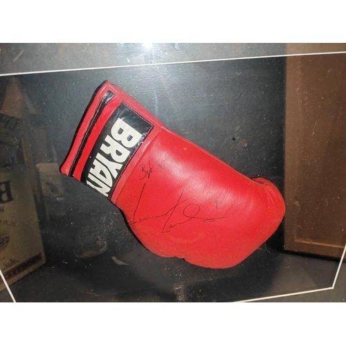 293 - 2003 Lennox Lewis Boxing Glove With Genuine Signature And Certificate In Case Approx. Size 22 3/4