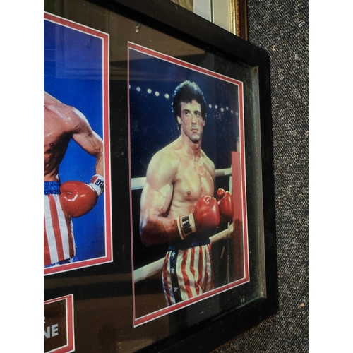 297 - Framed Triple Photo Of Sylvester Stallone As Rocky With Genuine Signature Approx. Size 21 1/8