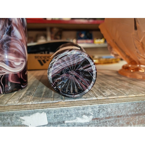 415 - Pair Of Victorian Slag Glass Beakers Circa 1870-1890