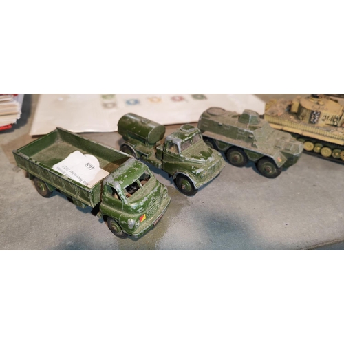 468 - 6 Army Trucks And Tanks Plus 2 Match Box Lorries