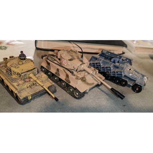 468 - 6 Army Trucks And Tanks Plus 2 Match Box Lorries