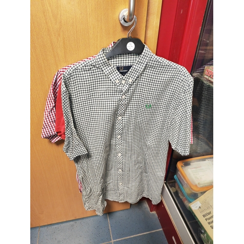 530 - 2 Fred Perry Checked Shirts, Large Slim Fit & Medium, Plus Red T-Shirt Size Medium