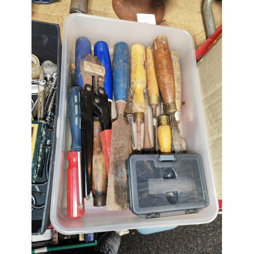 176 - Small Box Of Wood Chisels, Screwdrivers Etc