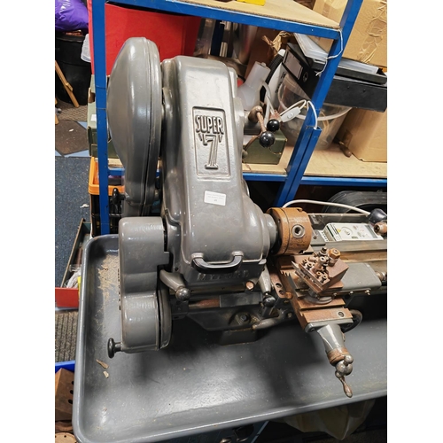 48 - Myford Super 7 Stedall Large Heavy Engineering Lathe With New Electronic Start/Control Box With 2 Cr... 