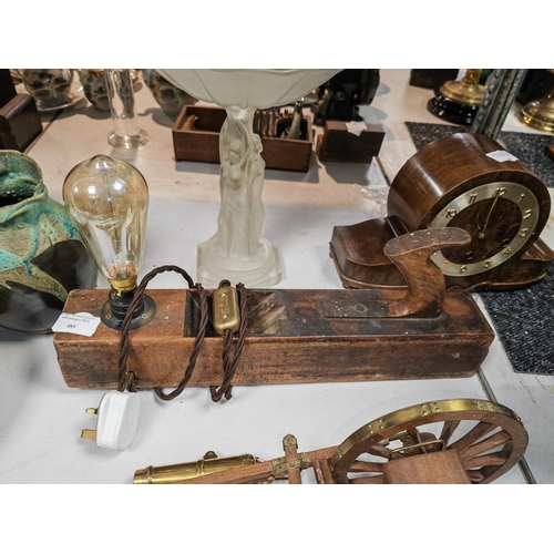 485 - Upcycled Carpenters Plane Lamp With Edison Bulb