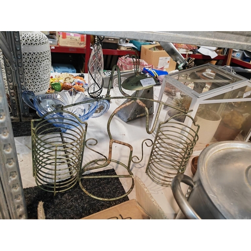 524 - Metal Cd Rack In Style Of Oriental Man Carrying Pots