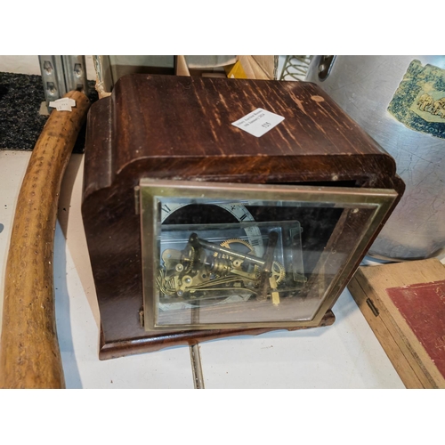 525 - Mantle Clock Case With Parts Plus A Box With Clock Parts